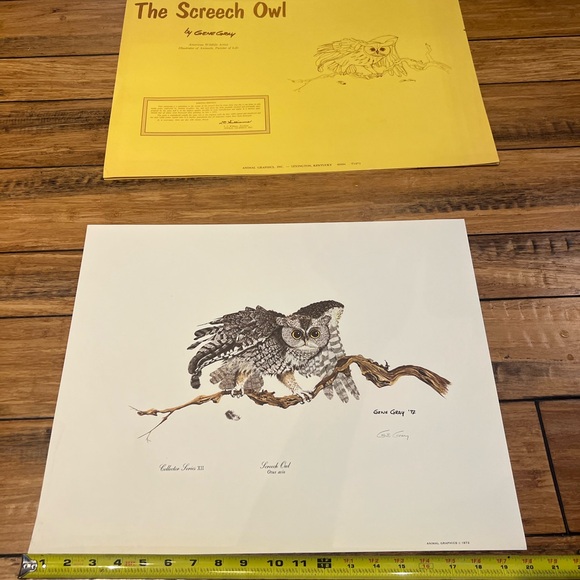 Vintage Gene Gray print the screech owl signed print - Picture 2 of 7